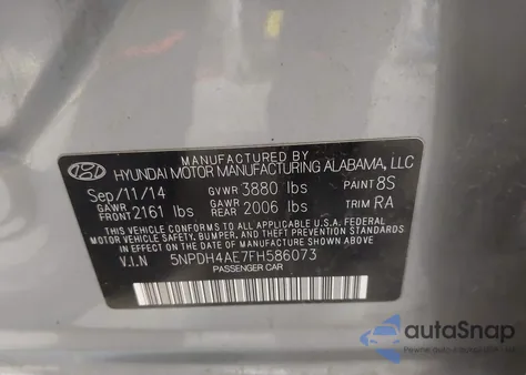 2015 Hyundai Elantra Se из США, поврежденный, VIN 5NPDH4AE7FH586073